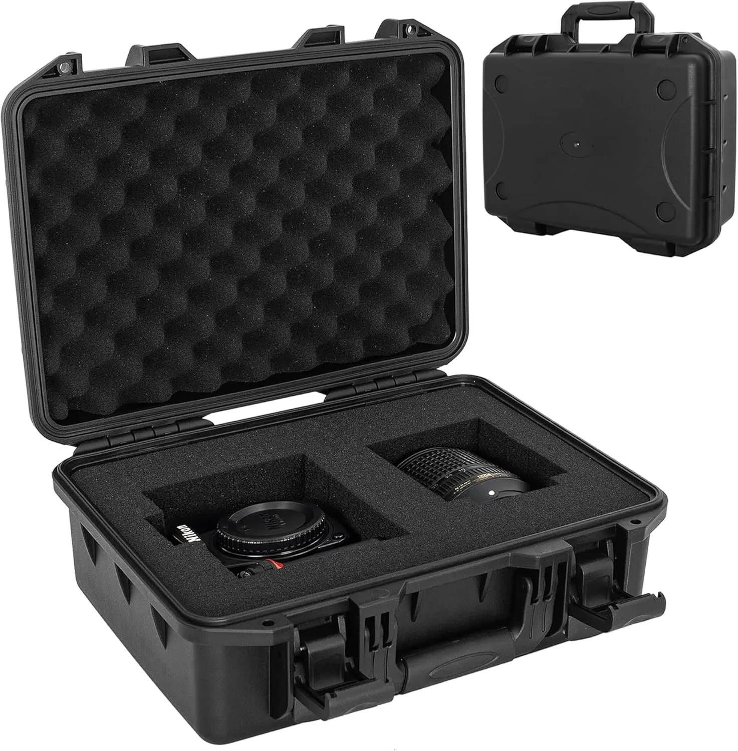 Hard Case with IP67 Waterproof Shockproof Tool Box for Microphone, Drones, Camera, Equipments, Portable Storage Case, 12.2 x 9.8 x 5.5 Inch