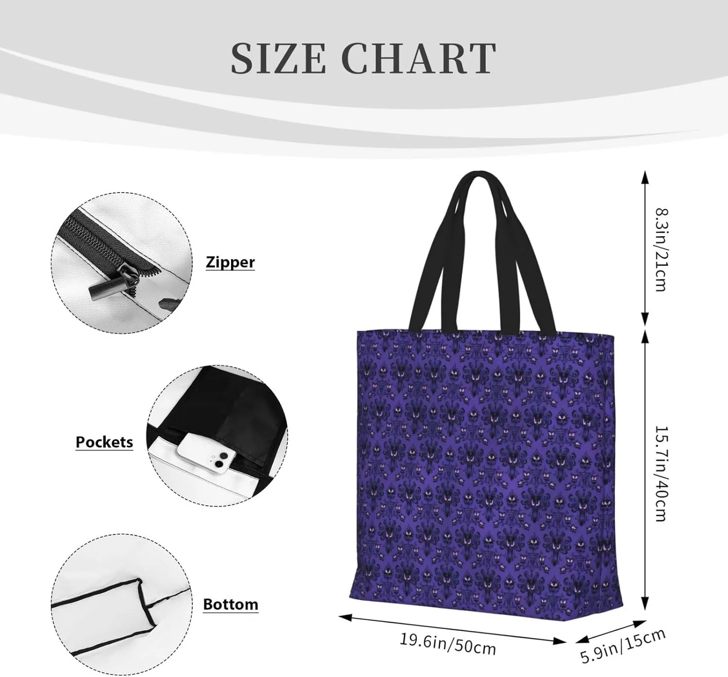 Haunted Mansion Tote Bag For Women, Large Shoulder Bag Top Handle Handbag For Travel, Work