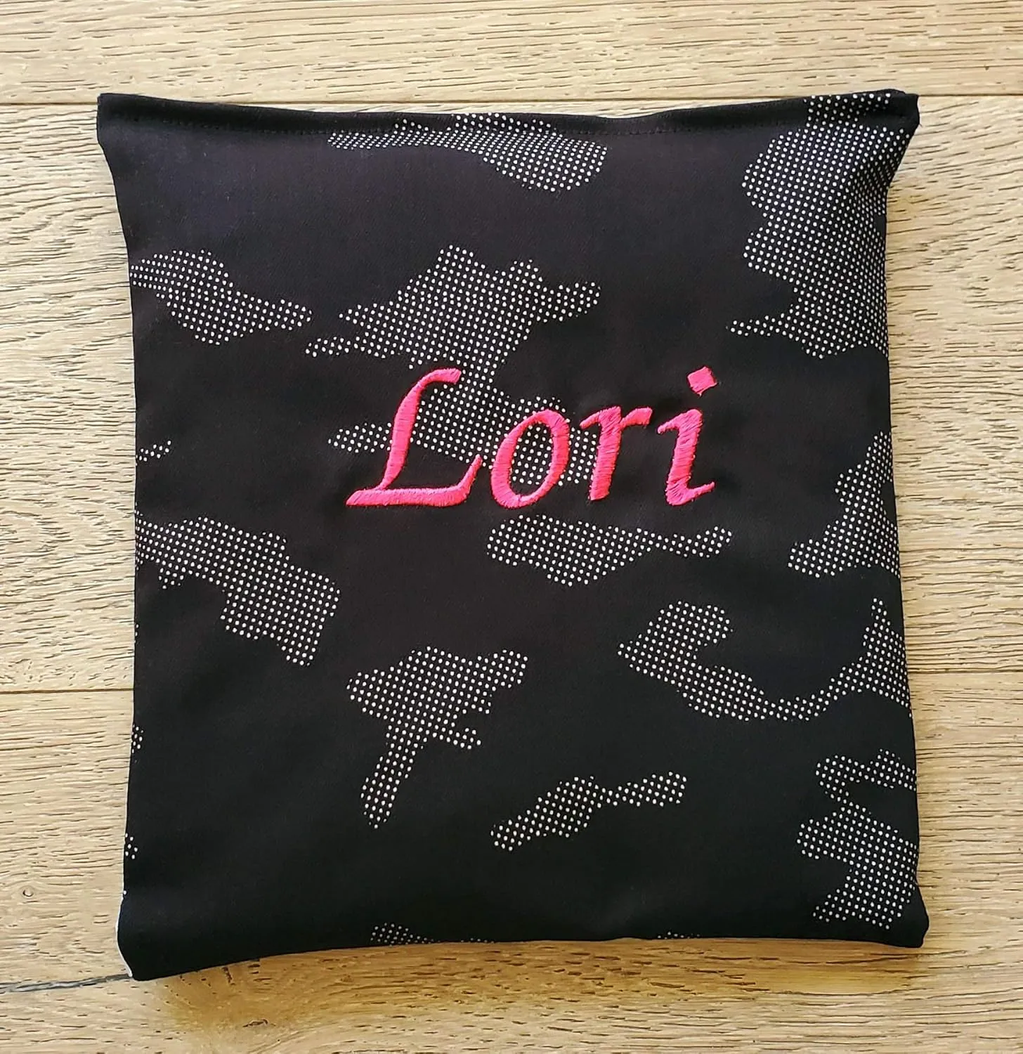 Heating Pad Corn Filled, Monogrammed, Personalized Custom Embroidered. Natural Heat Therapy for Lower Back, Neck, Shoulders, Cramps. Pain and Stress Relief Heated Wrap (Black)