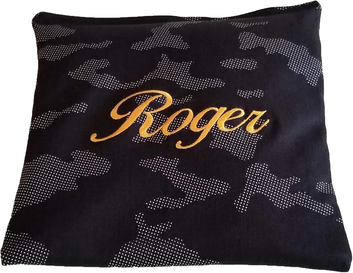 Heating Pad Corn Filled, Monogrammed, Personalized Custom Embroidered. Natural Heat Therapy for Lower Back, Neck, Shoulders, Cramps. Pain and Stress Relief Heated Wrap (Black)