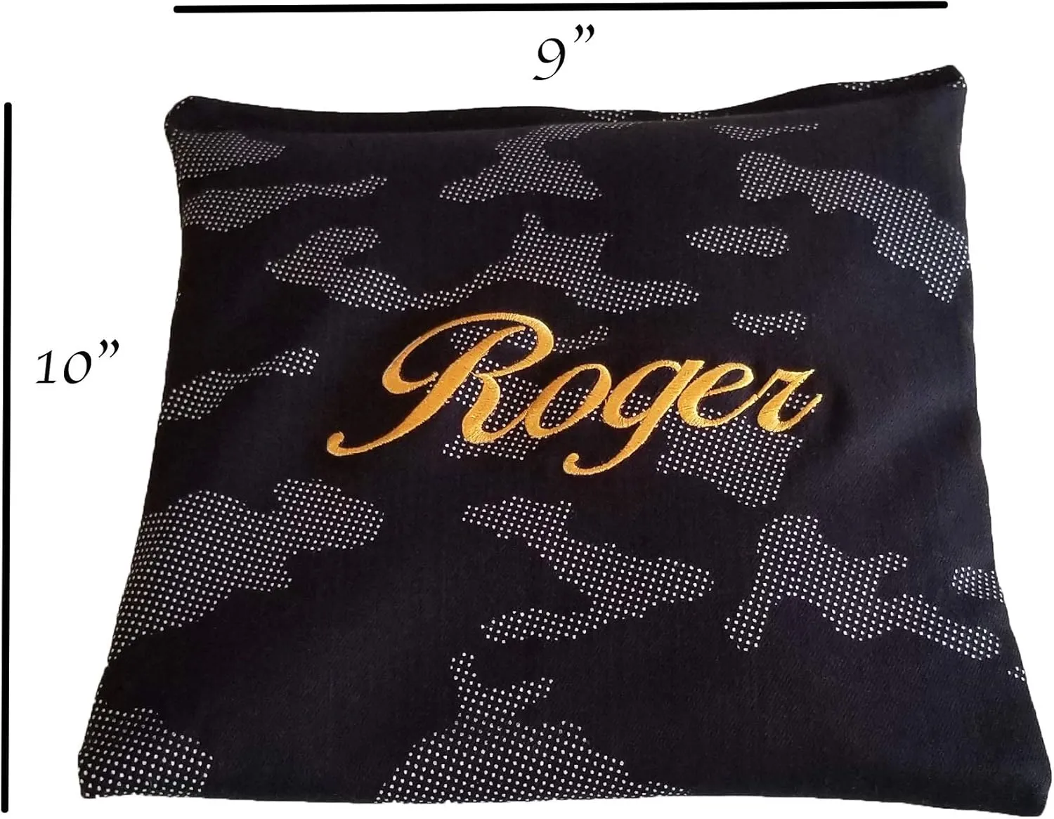 Heating Pad Corn Filled, Monogrammed, Personalized Custom Embroidered. Natural Heat Therapy for Lower Back, Neck, Shoulders, Cramps. Pain and Stress Relief Heated Wrap (Black)