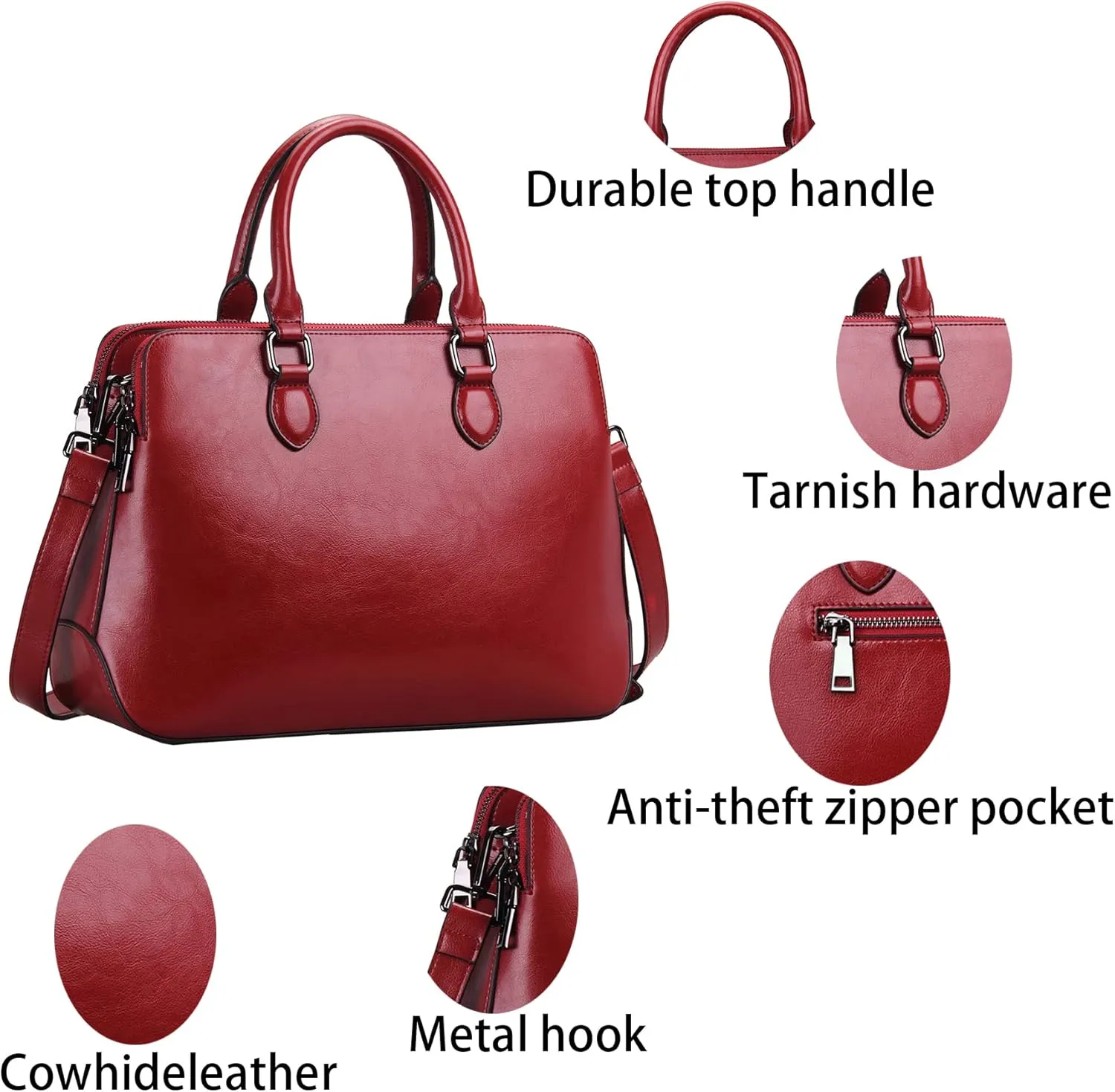 HESHE Genuine Leather Purses and Handbags for Women Tote Bags Shoulder Purses Crossbody Bag Top Handle Handbags
