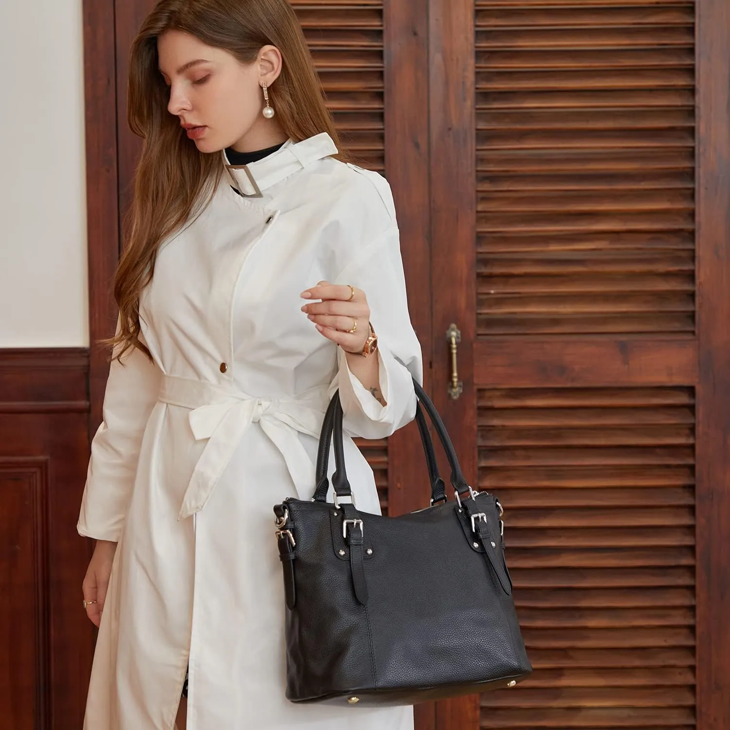 HESHE Genuine Leather Purses and Handbags for Women Tote Shoulder Bag Satchel Purse Top Handle Bags Hobo Crossbody Purse