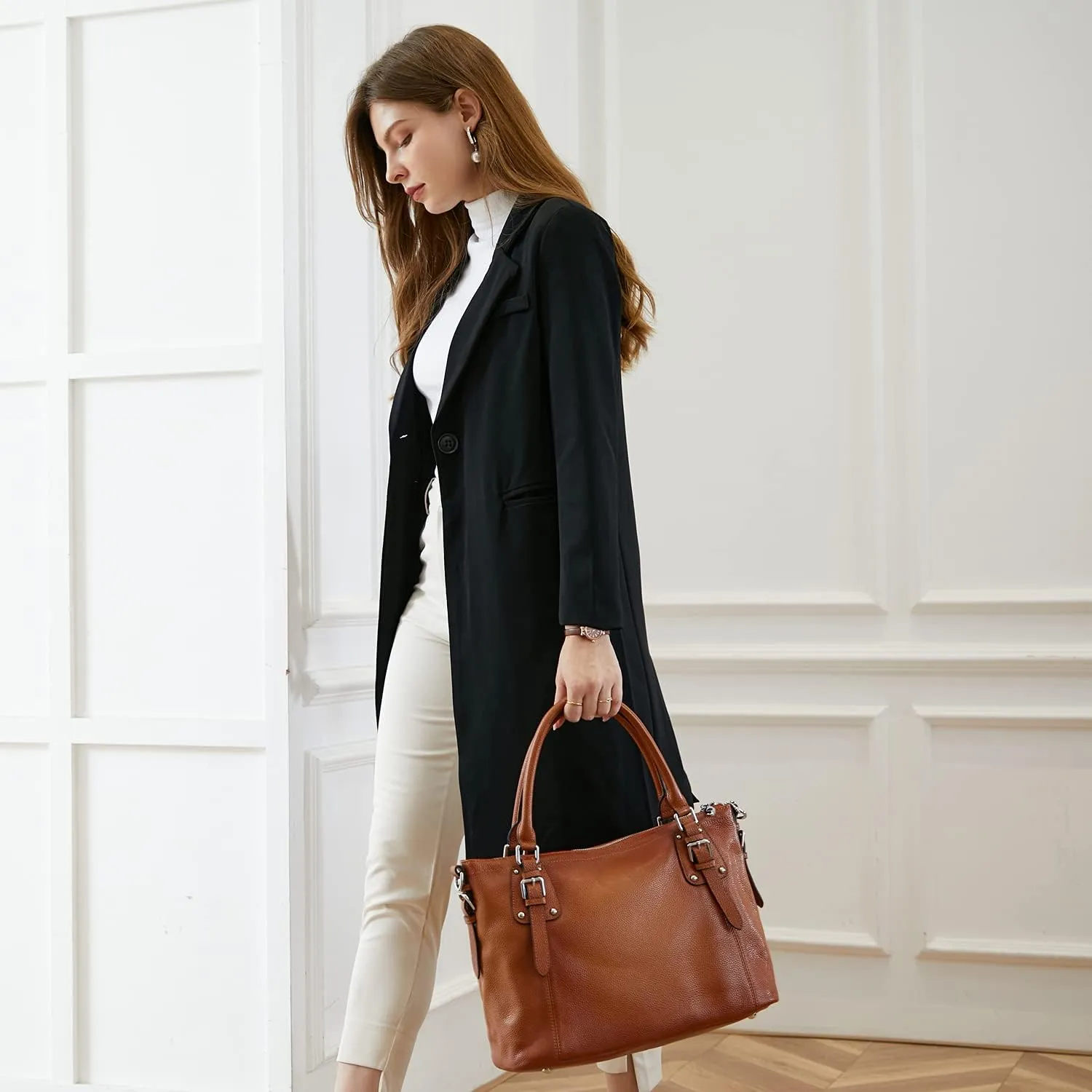 HESHE Genuine Leather Purses and Handbags for Women Tote Shoulder Bag Satchel Purse Top Handle Bags Hobo Crossbody Purse
