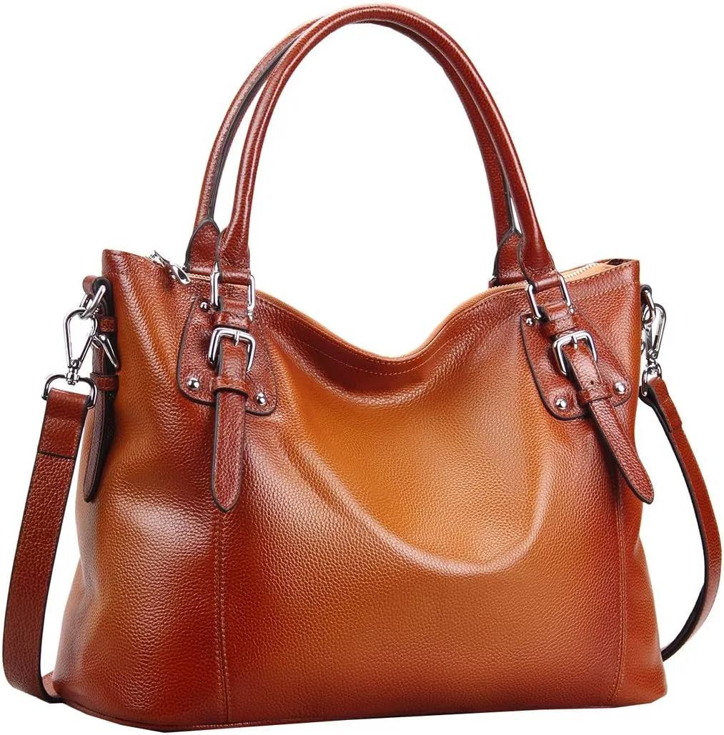 HESHE Genuine Leather Purses and Handbags for Women Tote Shoulder Bag Satchel Purse Top Handle Bags Hobo Crossbody Purse