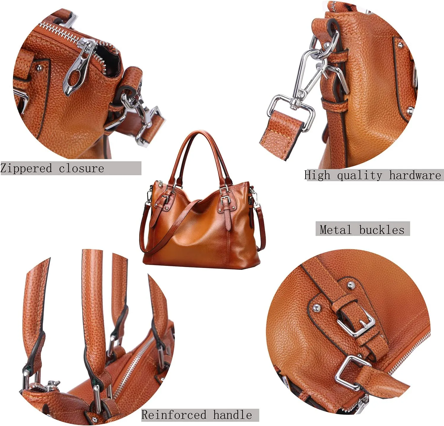 HESHE Genuine Leather Purses and Handbags for Women Tote Shoulder Bag Satchel Purse Top Handle Bags Hobo Crossbody Purse