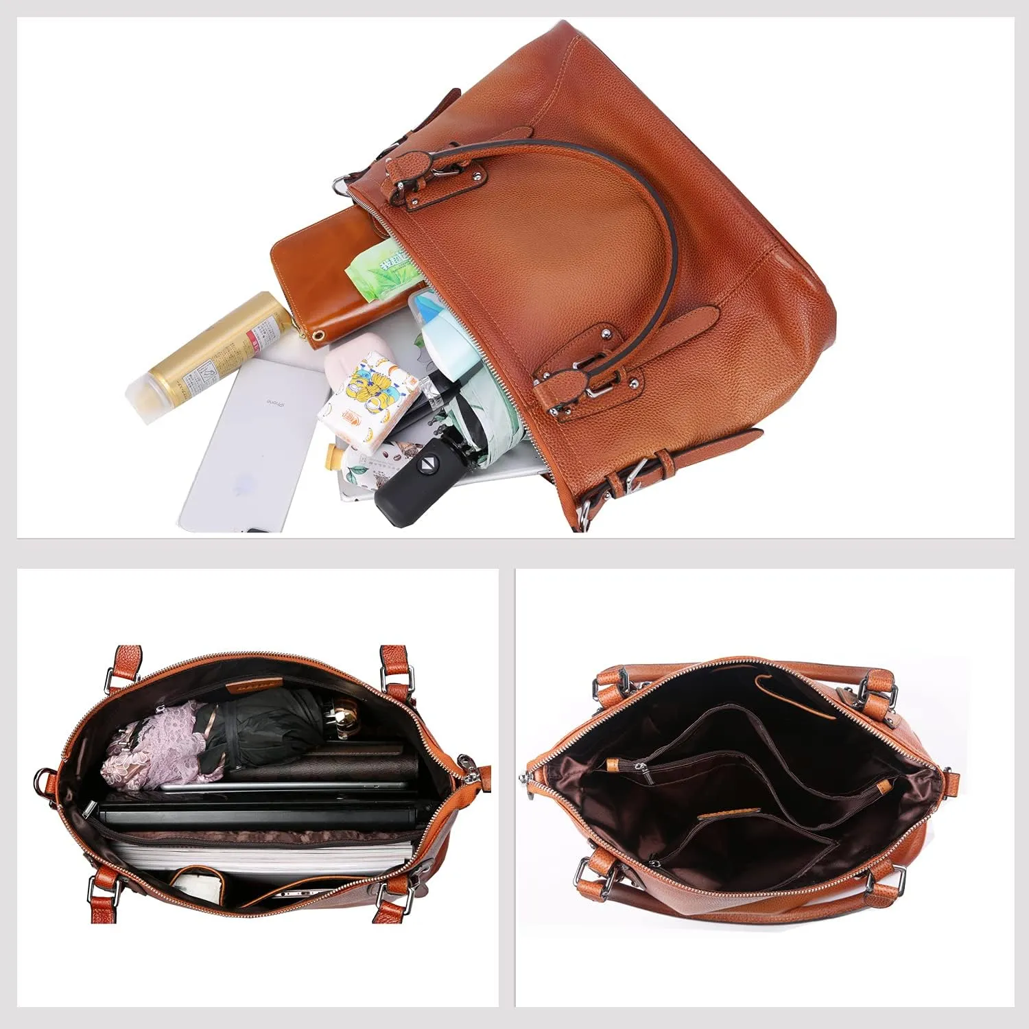 HESHE Genuine Leather Purses and Handbags for Women Tote Shoulder Bag Satchel Purse Top Handle Bags Hobo Crossbody Purse