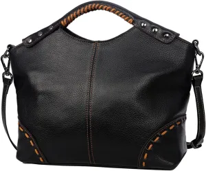 HESHE Leather Satchel Bags for Women Designer Crossbody Bag Tote Purses with Compartments Women’s Top Handle Handbags