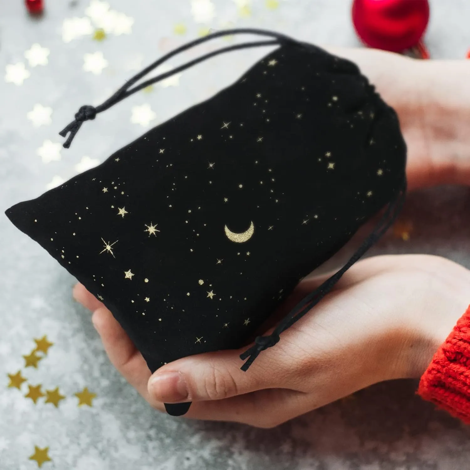 Hillban 30 Pcs 4 x 6 Inch Black Velvet Drawstrings Bags for Jewelry Moon Star Pouch with Drawstrings Ring Bags for Jewelry Gift Packaging Wedding Anniversary Christmas Eid Mubarak
