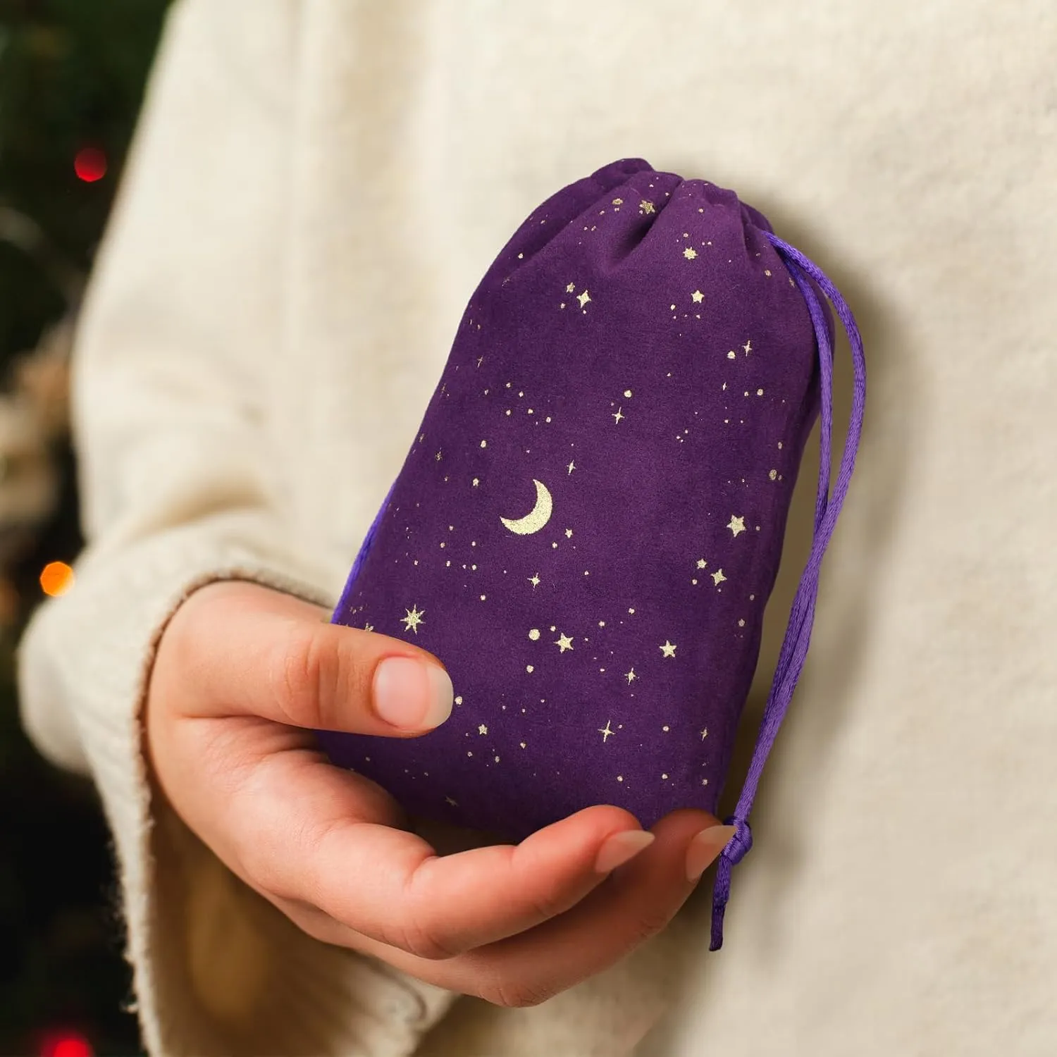 Hillban 30 Pcs 4 x 6 Inch Purple Velvet Drawstrings Bags for Jewelry Moon Star Pouch with Drawstrings Jewelry Bags for Gift Packaging Wedding Anniversary Christmas Eid Mubarak