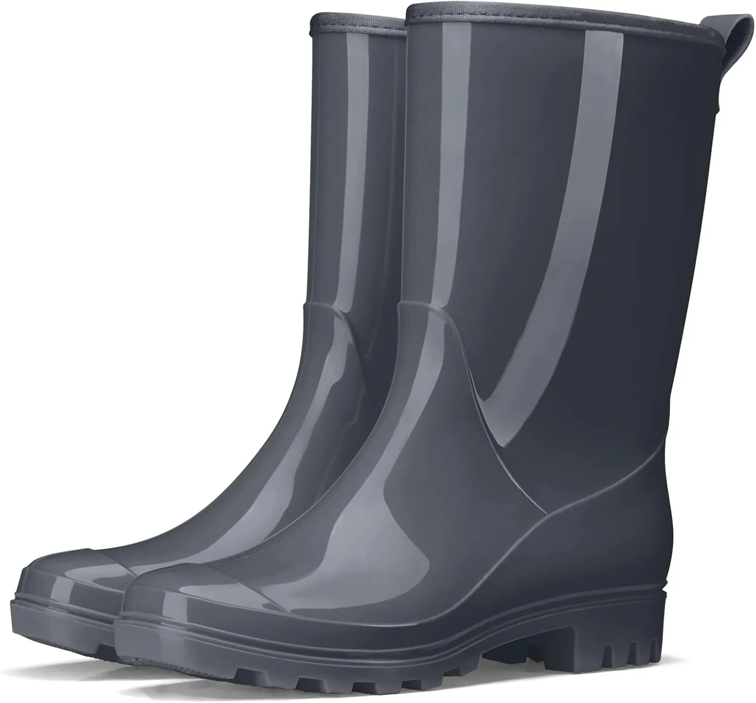 HISEA Women's Mid Calf Rain Boots Waterproof Garden Shoes Anti-Slipping Rainboots for Ladies with Comfort Insole Lightweight Rubber Short Rain Shoes Outdoor Work Boots