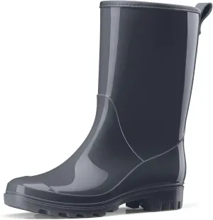 HISEA Women's Mid Calf Rain Boots Waterproof Garden Shoes Anti-Slipping Rainboots for Ladies with Comfort Insole Lightweight Rubber Short Rain Shoes Outdoor Work Boots