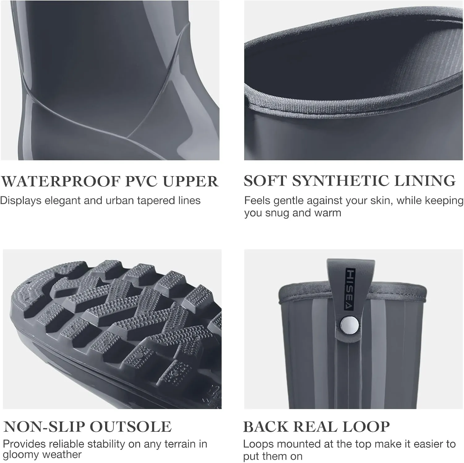 HISEA Women's Mid Calf Rain Boots Waterproof Garden Shoes Anti-Slipping Rainboots for Ladies with Comfort Insole Lightweight Rubber Short Rain Shoes Outdoor Work Boots