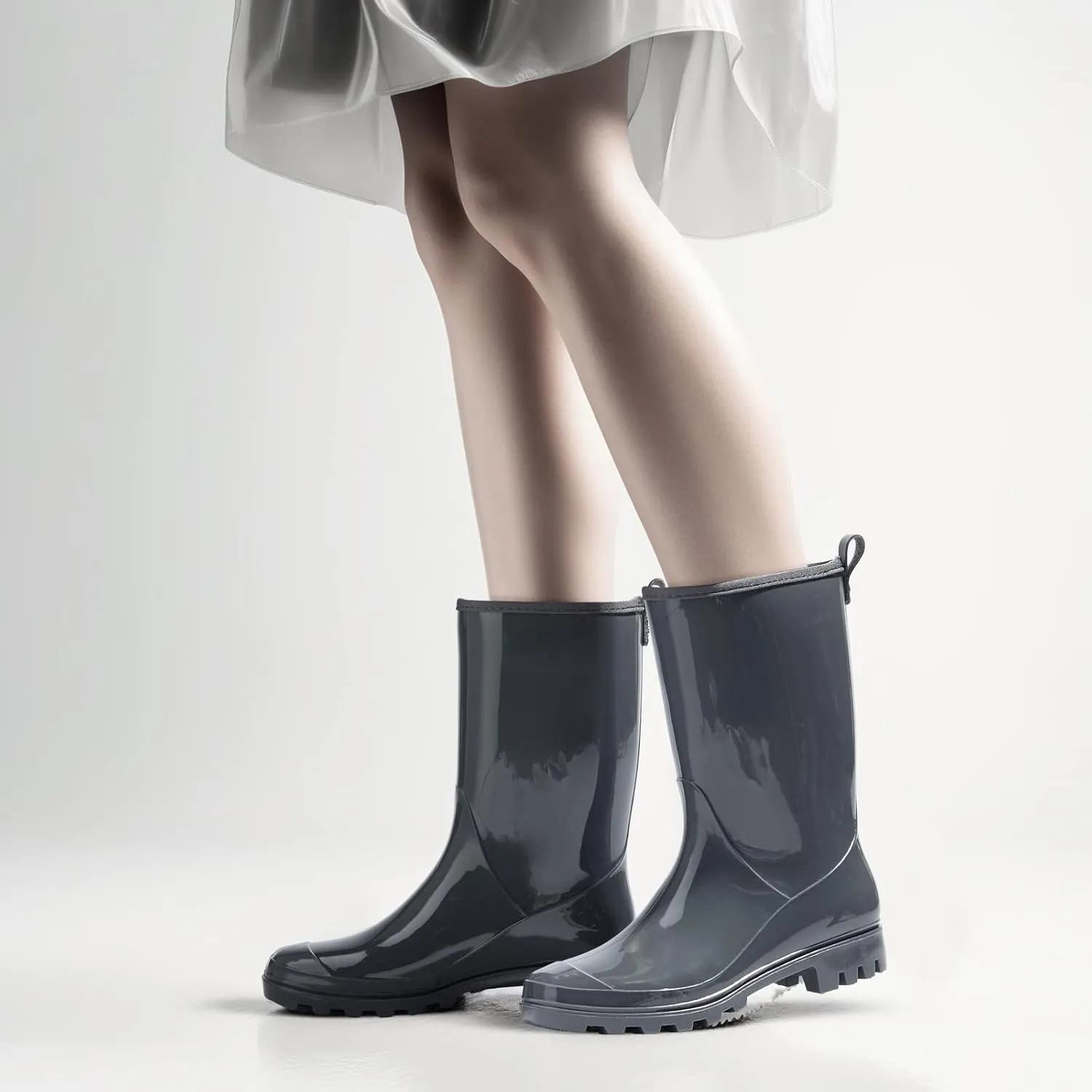 HISEA Women's Mid Calf Rain Boots Waterproof Garden Shoes Anti-Slipping Rainboots for Ladies with Comfort Insole Lightweight Rubber Short Rain Shoes Outdoor Work Boots