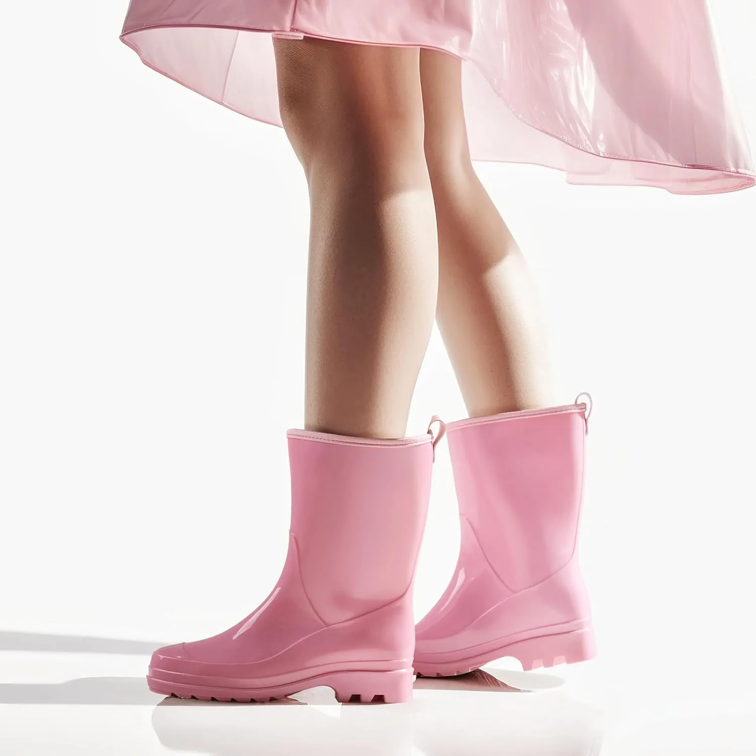 HISEA Women's Mid Calf Rain Boots Waterproof Garden Shoes Fashion Rubber Boots Anti-Slipping Rainboots for Ladies with Comfort Insole Lightweight Mid Height Outdoor Rain Shoes