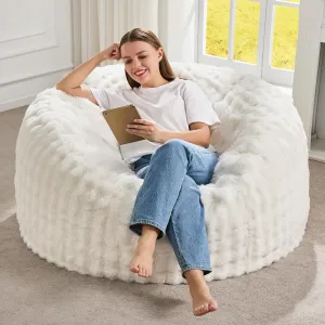 Hobestluk Bean Bag Chairs Beanbag Chair with Filler Adult Bean Bags with Fluffy & Machine Washable Cover, Giant Bean Bag Chairs for Aduts (White, 3FT-36" x 36" x 22")