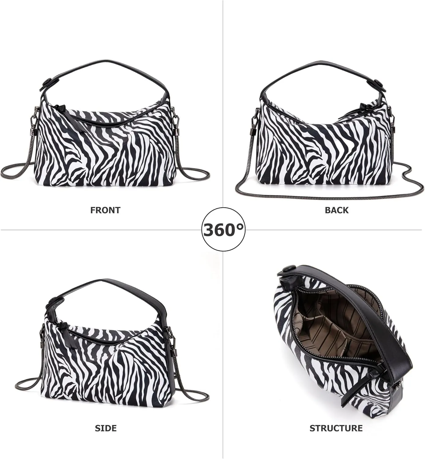 Hobo Bag for Women Vegan Leather Small Tote Crossbody Shoulder Purse Top Handle Handbag Satchel with Metal Chain