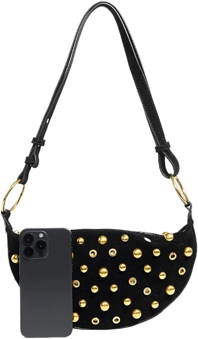 Hobo Bags for Women Soft Vegan Leather Tote Purse Bag Studded Rivets Corssbody Handbag Chic Top Handle Shoulder Bag