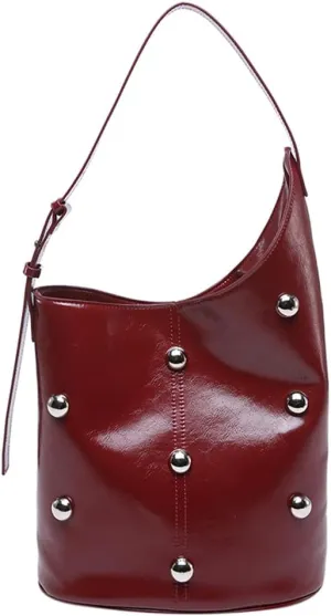 Hobo Bags for Women, Studded Purse, Trendy Y2k Purse, Bucket Bag Studded Handbag Leather Shoulder Bags