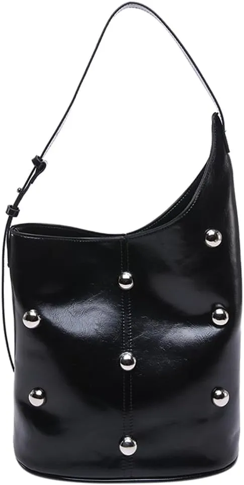 Hobo Bags for Women, Studded Purse, Trendy Y2k Purse, Bucket Bag Studded Handbag Leather Shoulder Bags