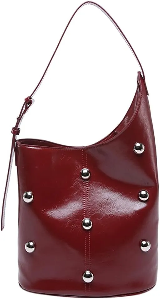Hobo Bags for Women, Studded Purse, Trendy Y2k Purse, Bucket Bag Studded Handbag Leather Shoulder Bags