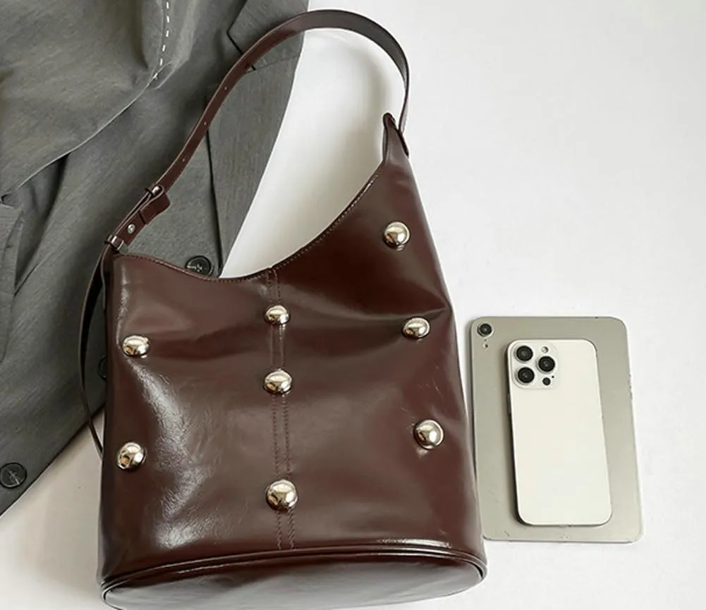 Hobo Bags for Women Studded Purse Y2k Purse Punk Purse Large Commuter Tote Purses for Women Trendy Winter Purse Shoulder Bag