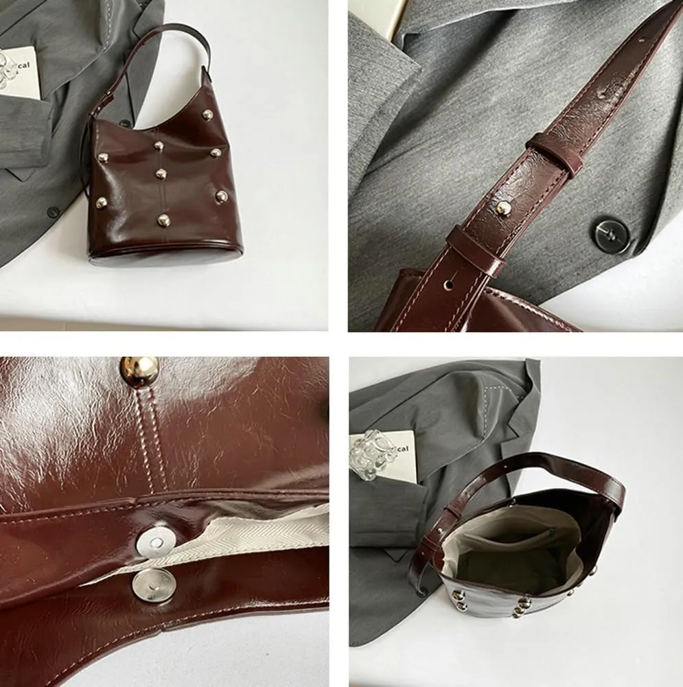 Hobo Bags for Women Studded Purse Y2k Purse Punk Purse Large Commuter Tote Purses for Women Trendy Winter Purse Shoulder Bag