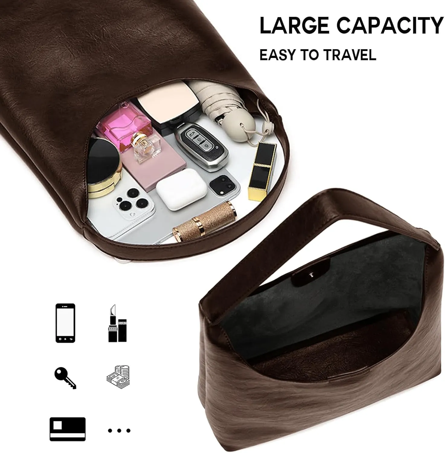 Hobo Tote Bag for Women Slouchy Bags with Small Purse, Designer Handbags for Women Large Capacity Shoulder Bag