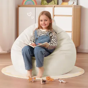 Homguava 2.5FT Bean Bag Chair: 2.5' Bean Bags with Memory Foam Filled,Comfy Beanbag Chairs Round Bean Bag Sofa with Dutch Velvet Cover-Beige