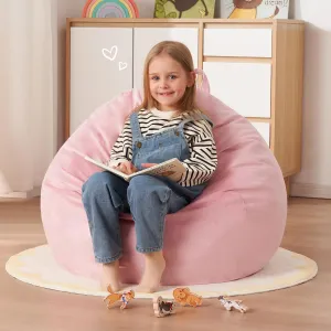 Homguava 2.5FT Bean Bag Chair: 2.5' Bean Bags with Memory Foam Filled,Comfy Beanbag Chairs Round Bean Bag Sofa with Dutch Velvet Cover-Light Pink