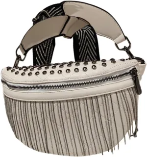 Homoyoyo Stylish Women Rivet Crossbody Bag with Tassels Versatile Fanny Pack for Travel Daily Use Spacious Lightweight Design for Cards Cash Accessory for Parties