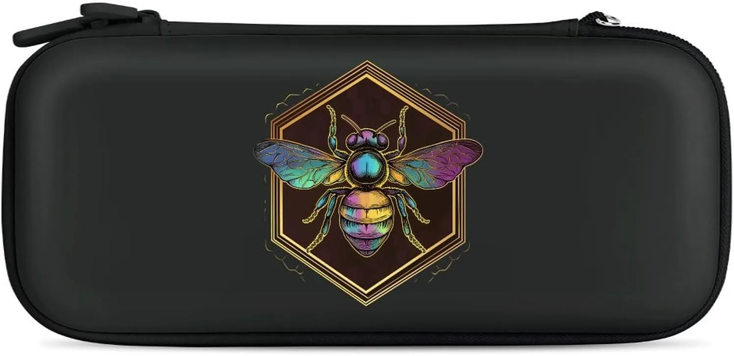 Honeybee Bee King Compatible with Switch Carrying Case Hard Travel Game Bag Pouch with 15 Games Accessories