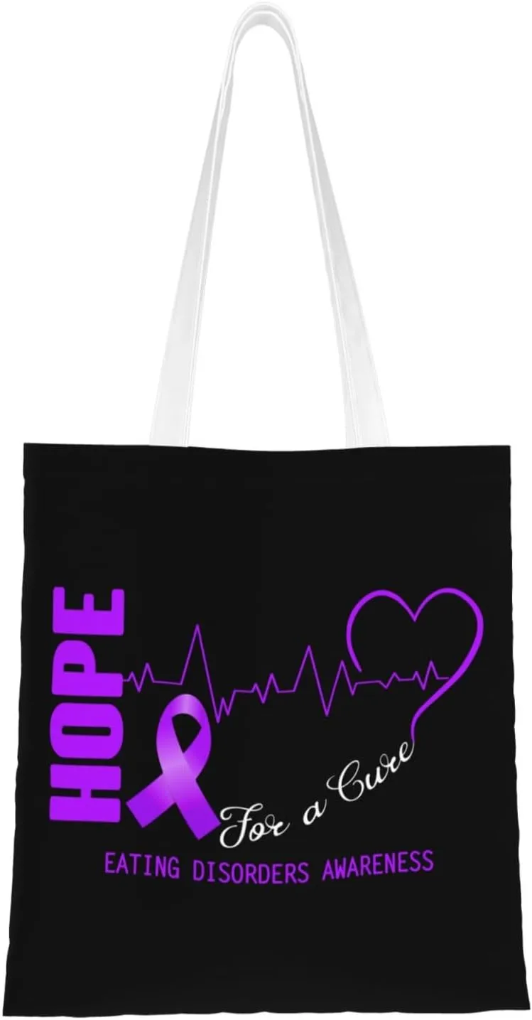 Hope For A Cure Eating Disorders Awareness Tote Bag for Women Canvas Tote Bags Reusable Shopping Bags Use For Shopping The Tote Bag,Grocery Bags,DIY Gift Bags
