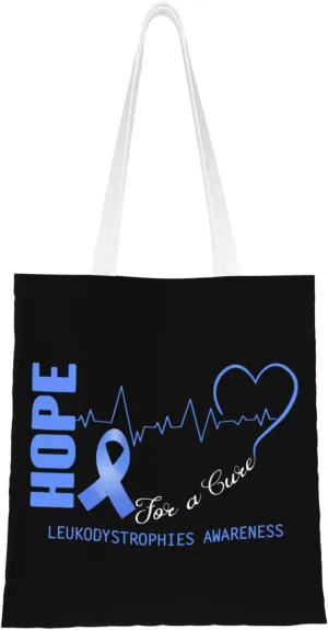 Hope For A Cure Leukodystrophies Awareness Tote Bag for Women Canvas Shopping Bags Reusable Large Capacity Casual Shoulder Handbags Grocery Bags DIY Gift Bags