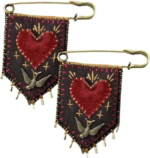 Hope's Protection Pocket With Rosemary, Handmade Embroidered Hope's Amulet Bag With Pin, Remind You To Protect Your Heart (2pcs)