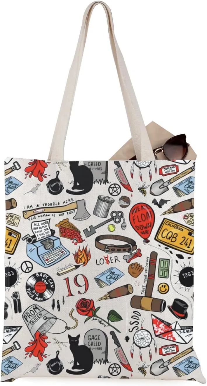Horror Book Lover Gift Literary Gift Stepen Reader Writer Gift Canvas Tote Bag