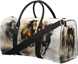 Horse Sport Gym Duffel Bag Travel Foldable Weekender Overnight Bag Waterproof Carry on Tote Sleepover Work Out Climbing Bags Gymnastics Camping Bag