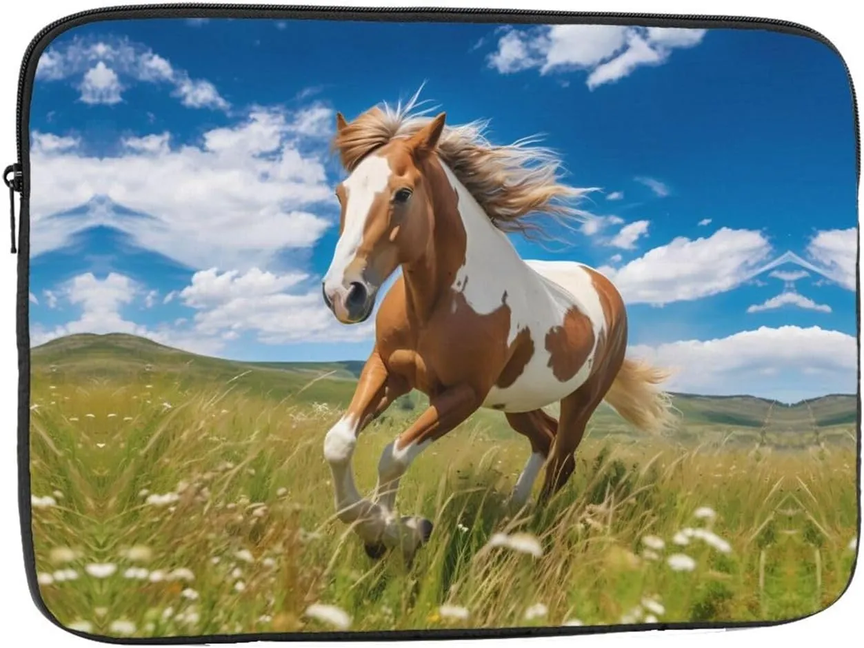 Horses on The Prairie Prints Shockproof Portable Laptop Sleeve Bag 10 inch - Protective Case for Men and Women's Business Travel, Office Daily Use