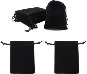 HOSL Small Velvet Bags with Drawstrings Black Jewelry Pouch Velvet Gift Bags Small for Earrings Bracelet Necklace Goodies Candy Festival Wedding Party Favor Baby Show Bag