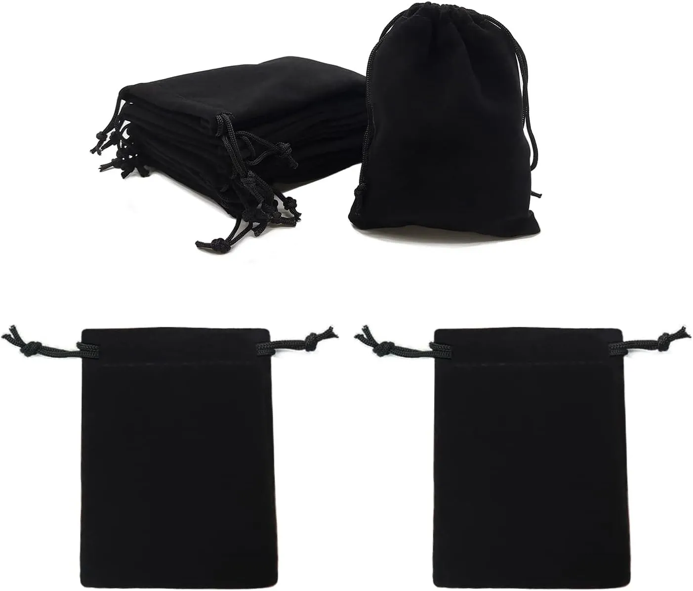 HOSL Small Velvet Bags with Drawstrings Black Jewelry Pouch Velvet Gift Bags Small for Earrings Bracelet Necklace Goodies Candy Festival Wedding Party Favor Baby Show Bag