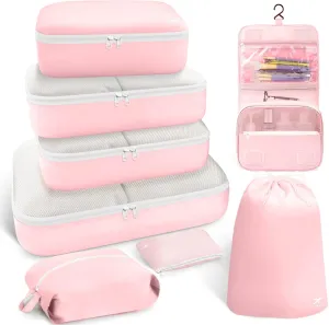 HOTOR Packing Cubes for Suitcases - 8 Pieces, Pink