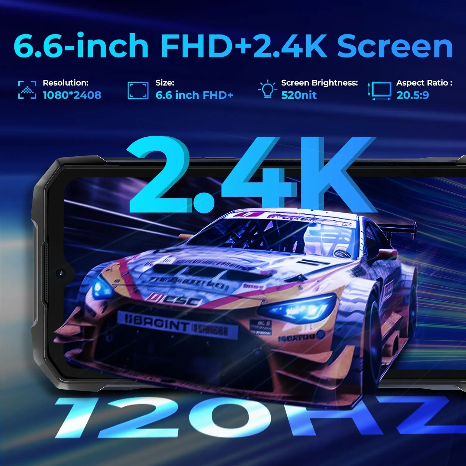 HOTWAV Hyper 7 Pro 5G Rugged Phone, 36GB   256GB/2TB Android 14 Waterproof Phone, 6.6"FHD  2K Display Cell Phone, 10800mAh Battery, 200MP   32MP Camera, Octa Core, Dual Sim, NFC, OTG, 120Hz, 33W, GPS