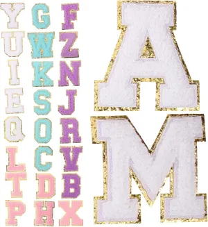Housoutil Iron Letter Patches Set Pcs Chenille Letters DIY Clothing Patches for DIY Projects Decorate Bags Shoes Socks