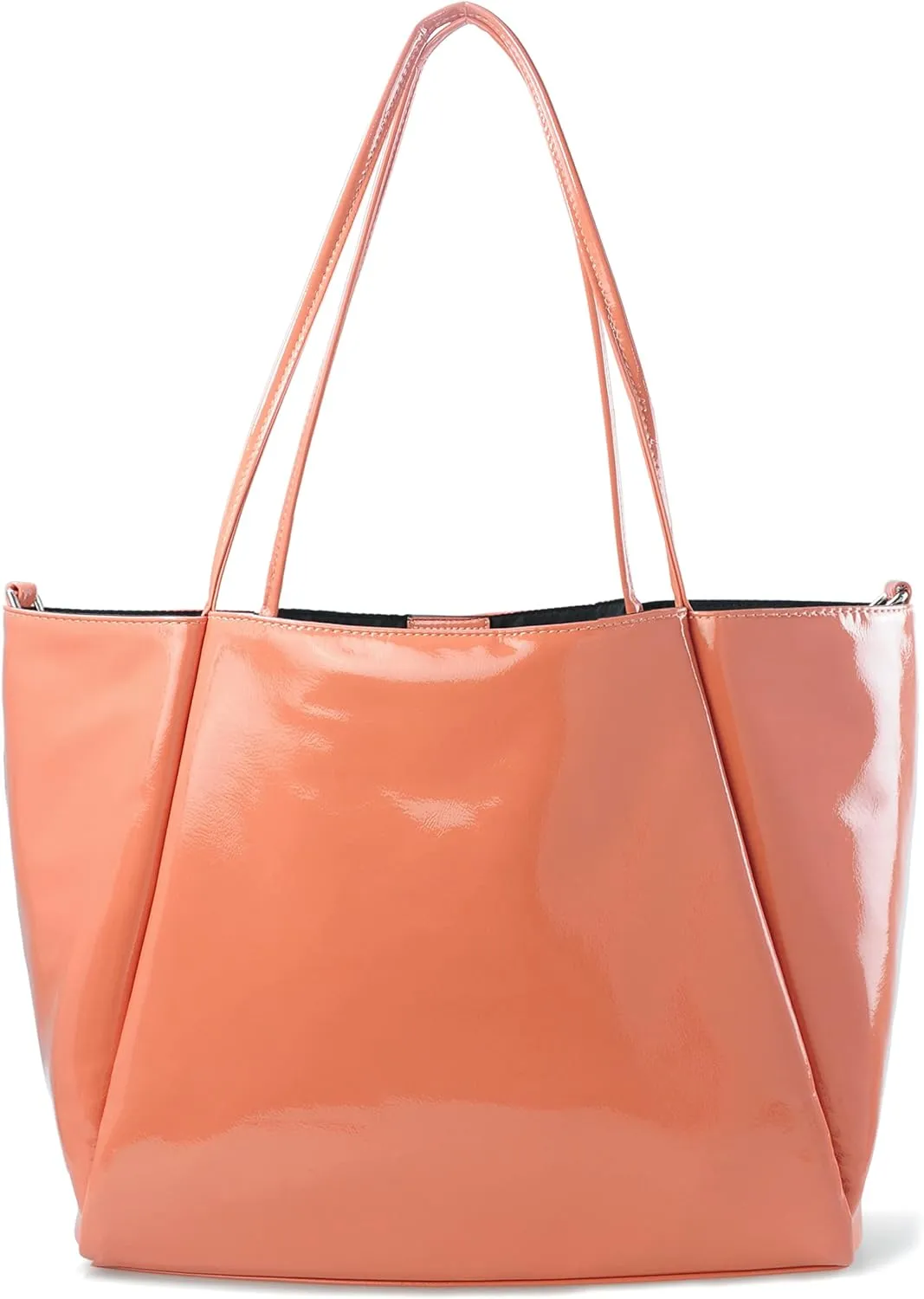 HOXIS Shiny Patent Faux Leather Tote Glossy Shoulder Handbag for Women Convertible Purse