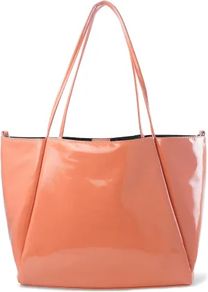 HOXIS Shiny Patent Faux Leather Tote Glossy Shoulder Handbag for Women Convertible Purse