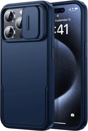 Humixx for iPhone 15 Pro Max Case with Camera Cover, [14 FT Drop Protection & Airbag Tech] [Snug Touch] Slim Protective Shockproof Bumper Hard Cover for iPhone 15 Pro Max Phone Case 6.7"- Blue