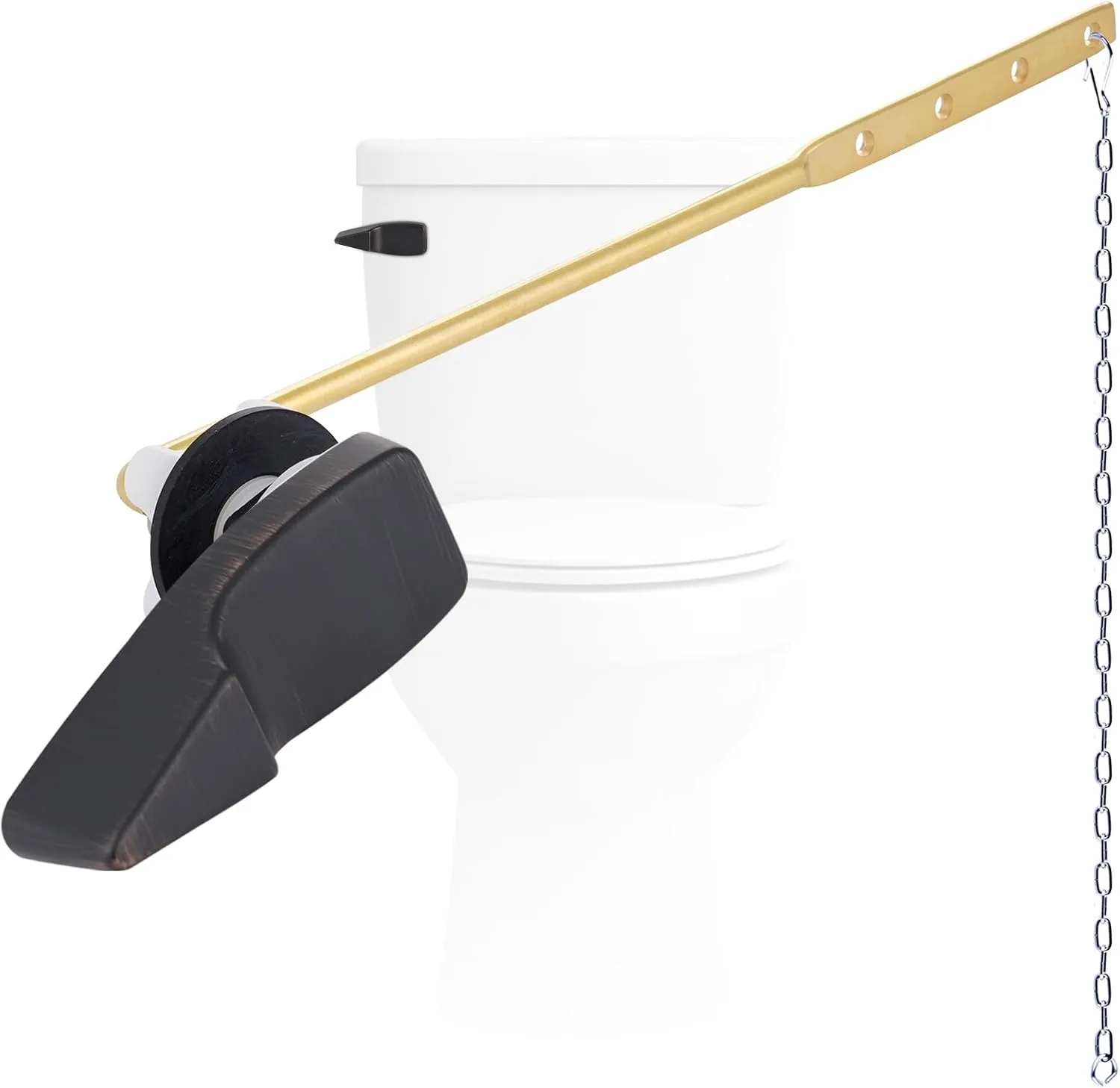 Hygie Rinse Front Mount Metal Toilet Handle Replacement Kit Compatible with American Standard/Mansfield/Gerber Toilet, Toilet Tank Flusher Lever with Flapper Chain, Oil-Rubbed Bronze