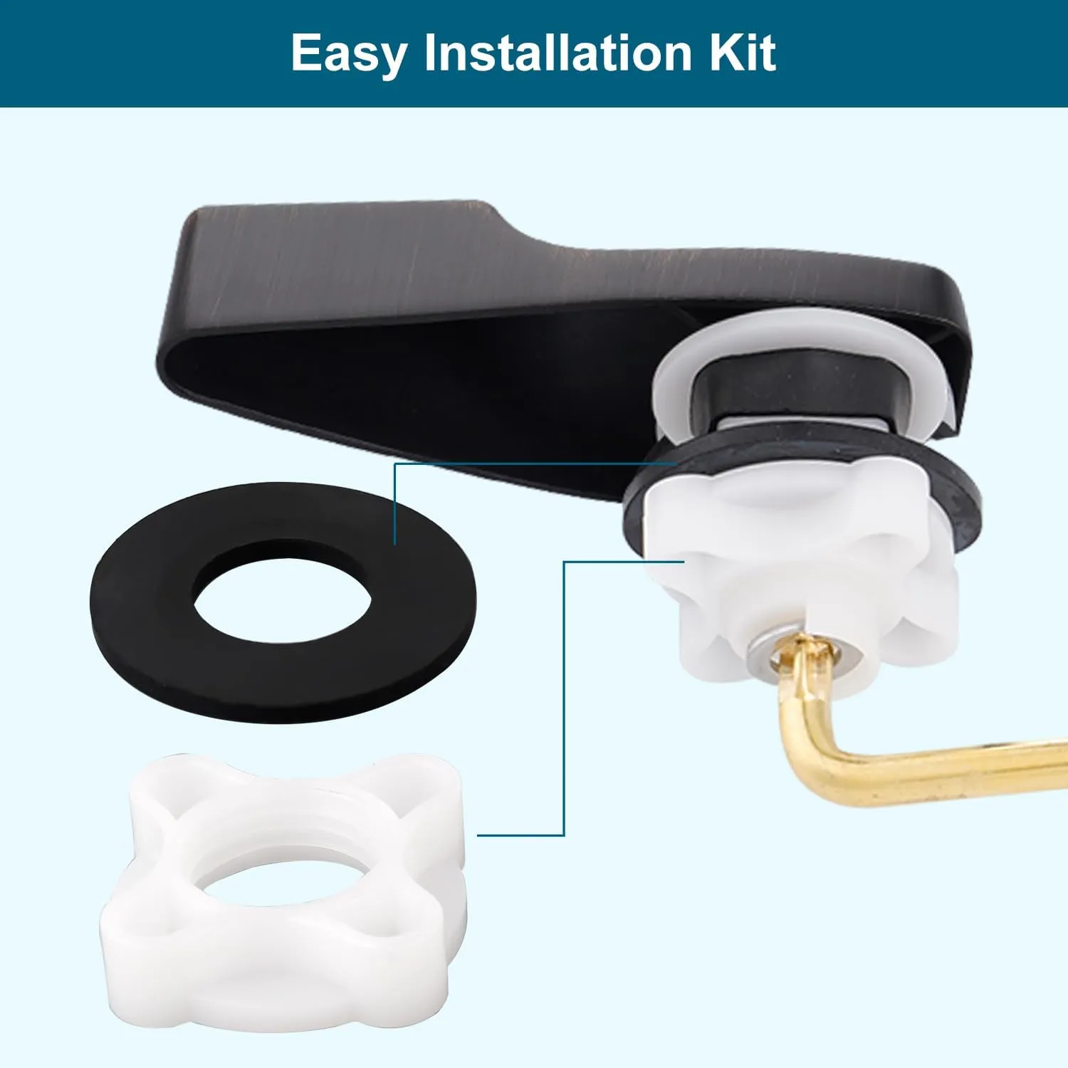 Hygie Rinse Front Mount Metal Toilet Handle Replacement Kit Compatible with American Standard/Mansfield/Gerber Toilet, Toilet Tank Flusher Lever with Flapper Chain, Oil-Rubbed Bronze