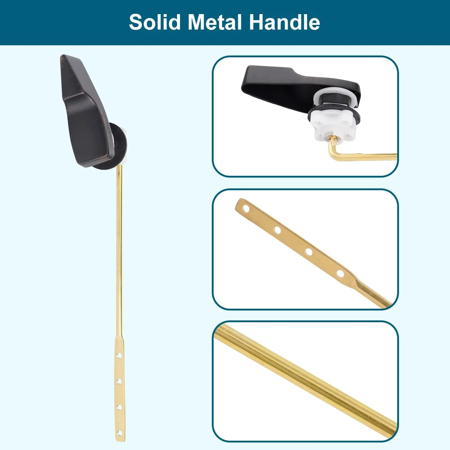 Hygie Rinse Front Mount Metal Toilet Handle Replacement Kit Compatible with American Standard/Mansfield/Gerber Toilet, Toilet Tank Flusher Lever with Flapper Chain, Oil-Rubbed Bronze