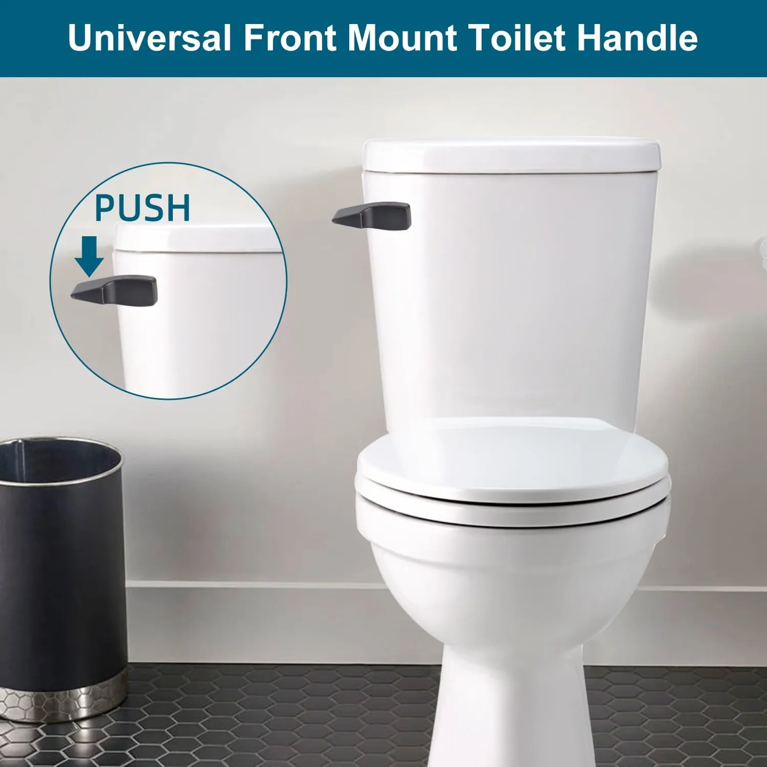 Hygie Rinse Front Mount Metal Toilet Handle Replacement Kit Compatible with American Standard/Mansfield/Gerber Toilet, Toilet Tank Flusher Lever with Flapper Chain, Oil-Rubbed Bronze